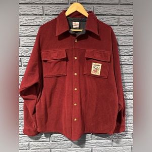 The Disney Store Mickey Outdoors Button Up Burgundy Shirt Sz Medium